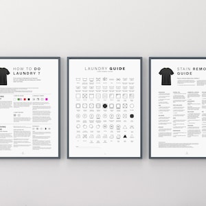 Laundry Sign Set of 3 Laundry Room Decor How to do Laundry Room Sign Stain Removal Poster Laundry Set Decor Printable Poster Laundry Room