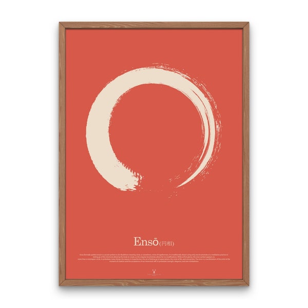 Enso Circle Zen Meditation Print Poster Red Art Wall Decor 円相 Karma Meditation Gift Enso Circle Poster Home Decor Zen Home Decor Enso Art