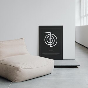 Printable Canvas yoga poster depicting the Reiki power symbol Cho Ku Rei. The poster is designed for meditation and home decor. It is a perfect gift for those interested in Reiki and spirituality.  poster is printable, features other energy chakras.