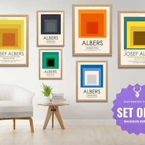 Josef Albers Art Set of 6 Nested Squares Poster Print Home Decor Albers Gallery Wall Set Mothers Day Gift Exhibition Poster Set Vintage Art
