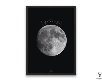 Impresión de arte de pared con la luna, póster del sistema solar, regalo para amantes de la astronomía, póster de La Luna, impresión de la fase de la luna llena, arte de pared con la luna imprimible de la NASA