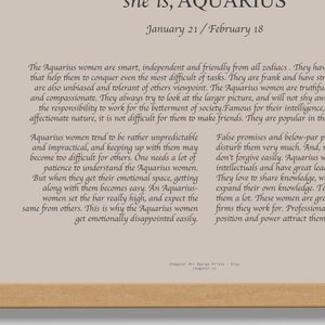 Boho style Aquarius Poster with line art. This Aquarius poster is available as a digital download, so you can easily print it out at home and display it in your favorite frame. gift for any Aquarius woman in your life who loves unique decor