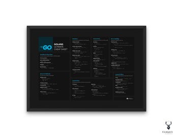 Go Spickzettel Horizontales Poster Golang Entwicklertipps Go-Sprache lernen Go Grammy-Synthesik-Diagramm Go-Entwickler Kurzanleitung Poster GO-Sprache