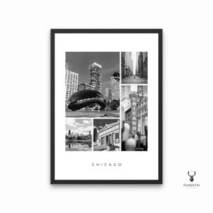 Chicago Print Landscape Chicago Wall Art Printable City Wall Decor Print Chicago Bulls Gift to Her Chicago Poster Print Chicago Wall Art