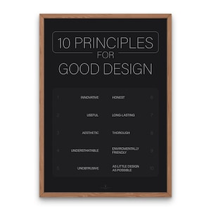 Design Principles Poster 10 Principles for Good Design Print Minimalist UX Printable Typographic Poster Design Studio Wall Decor Print UX