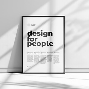 This picture is detail of Dieter Rams UX Design Principles Poster. Designed for people, it is the perfect tool for any UX designer, presented in a captivating format. A perfect gift for any designer. This printable poster is for UX designers gift