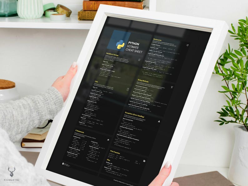 Python quick syntax reference for beginners, Python coding guide wall poster