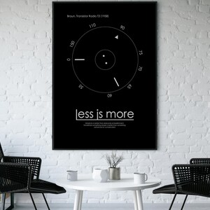 The Dieter Rams Less is More poster is a perfect addition to any design studio or home office. This minimalist and stylish poster features the iconic quote from the legendary designer, reminding us of the importance of simplicity in design.