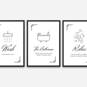 Bathroom Decor Set of 3 Bathroom Wall Art Set Shower Decor Bathroom Print Shower Bathtub Wall Art Bath Art Bathroom Print Gift for Her Bath