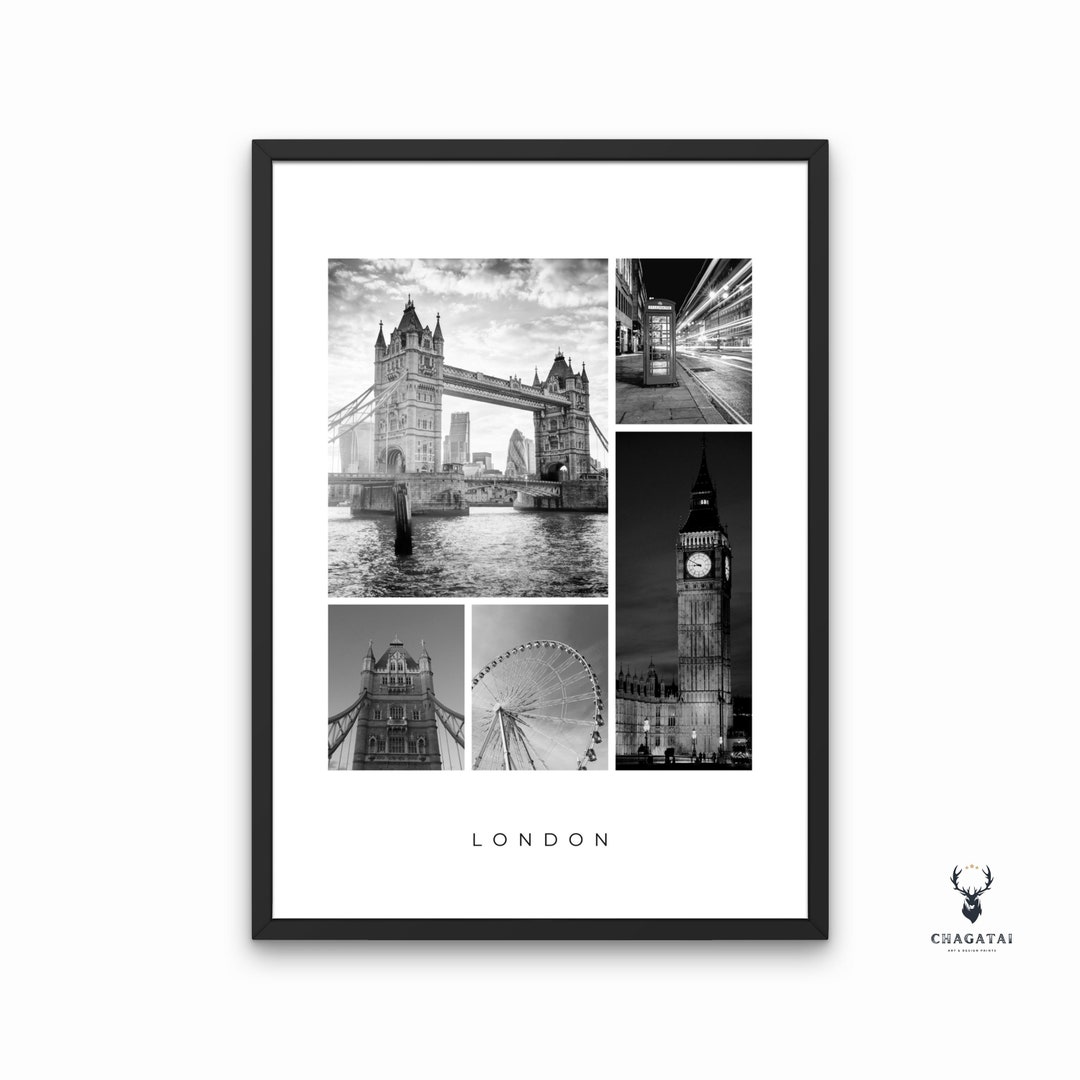 London Print Monochrome London Art Poster Landscape Printable Wall Art