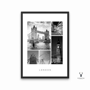 London Print Monochrome London Art Poster Landscape Printable Wall Art London Lover Mother&#39;s Day Gift to Her London City Wall Art Print