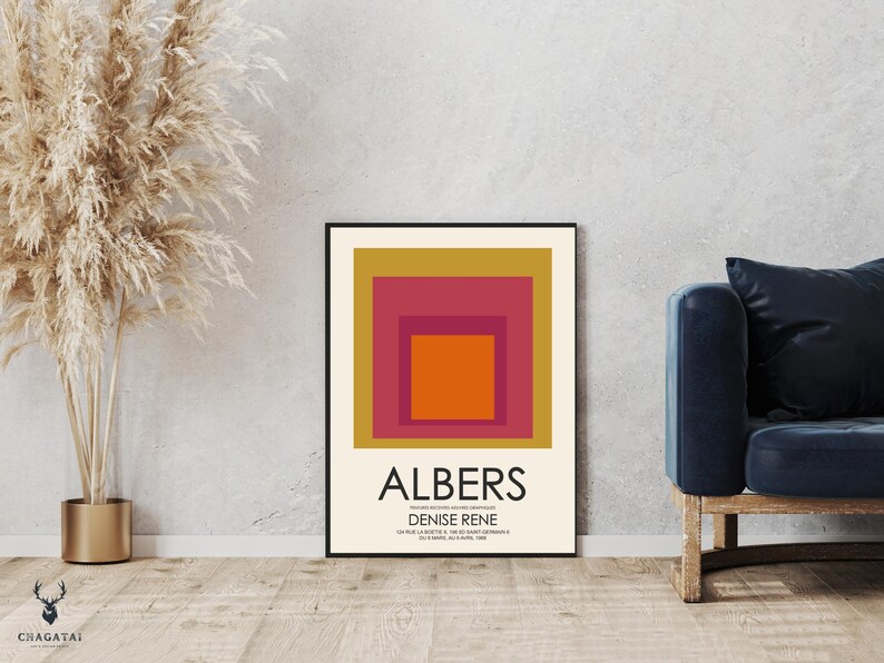 Josef Albers Homage To The Square Print Mothers Day Gift Home Decor Exhibition Poster Nested Squares Vintage Printable Art Bohemian Albers