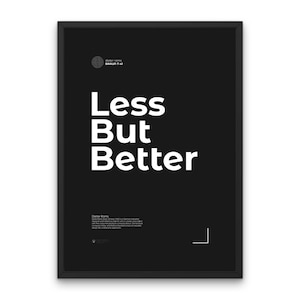 Less But Better Poster Design Studio Wall Art Print Dieter Rams Printable Wall Decor Typography Print Quote Less But Better Poster Helvetica