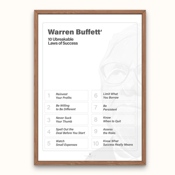 Warren Buffett Poster 10 Rule Success Print Inspiration Buffett Motivation Poster Typographic Warren Buffett Quote Wall Art Printable Poster