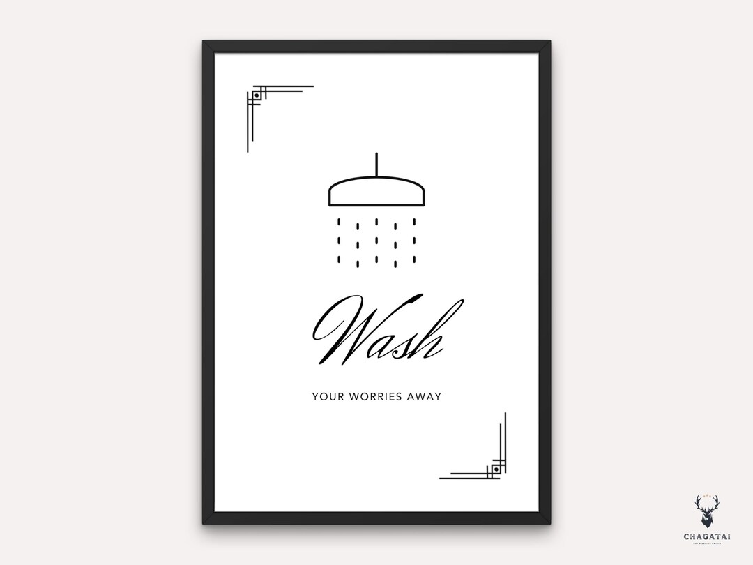 Bathroom Print Wash Your Worries Bathroom Wall Art Bathtub Wall Art