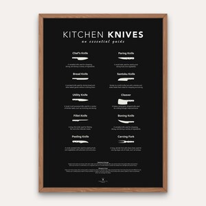 Kitchen Wall Art Knives Guide Poster Butcher Poster Print Kitchen Cheat Paper Cooking Knives Guide Chef Gift Chart Kitchen Chart Wall Art