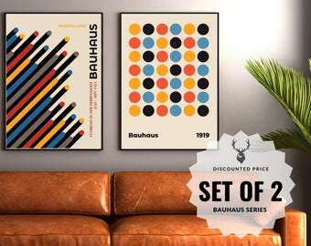 Bauhaus Poster Set Modern Bohem Art Home Decor Geometric Bauhaus Art Poster Printable Bauhaus Set of 2 Bauhaus German Printable Poster Set