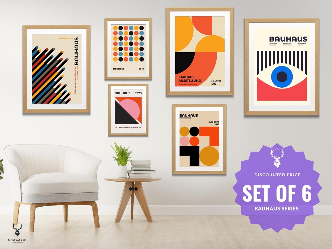 Set of 6 Bauhaus Bohemian Printable Home Decor Bauhaus Gallery Wall Set ...