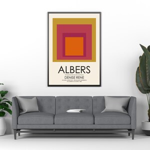 This Josef Albers Homage To The Square Print is a perfect Mother's Day gift or home decor item, featuring a vintage-inspired Exhibition Poster design and Nested Squares pattern. The bohemian style and geometric motif make it a great addition