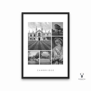Cambridge Print Art Landscape Wall Art Cambridge Wall Art Print Cambridge University Lover Mother&#39;s Day Gift Her Monochrome Cambridge City