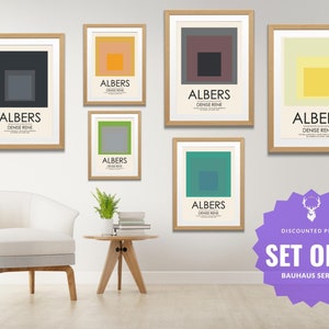Josef Albers Set 6 Bauhaus Print Set Albers Poster Bauhaus Poster Set Vintage Museum Art Gallery Print Josef Albers Poster Square Art Print