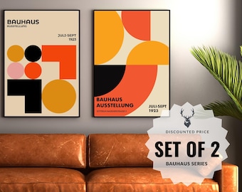 Bauhaus Poster Set 2 Modern Bohem Art Home Decor Geometric Bauhaus Art Poster Printable Bauhaus Set of 2 Bauhaus German Printable Poster Set