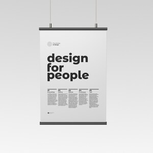 Dieter Rams UX Design Principles Poster. Designed for people, it is the perfect tool for any UX designer, presented in a captivating format. A perfect gift for any designer. This printable poster is white background and black texts with large size