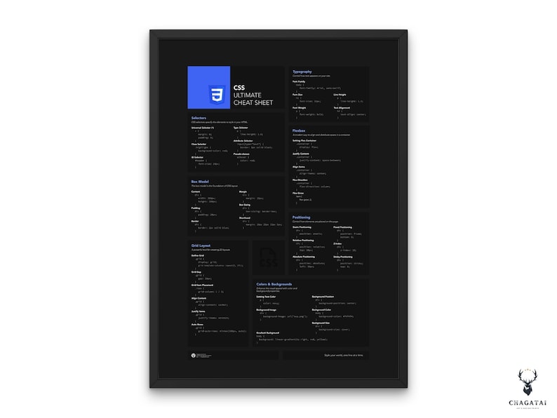 css cheat sheet, css coding guide, css quick reference, css beginners poster