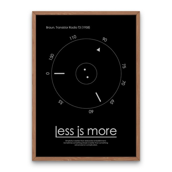 Weniger ist mehr Poster, UX Designer Geschenk, druckbares digitales Produkt, Dieter Rams Design, Braun Design Apple Poster Design Studio Wand Dekor