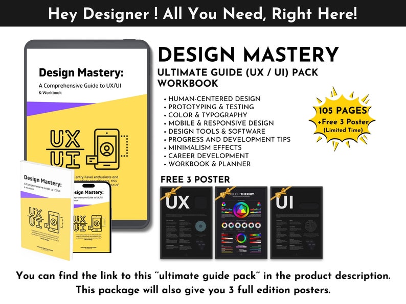 UI Designer poster UI UX designer gift  Level up your design skills Master Design Principles  Gift for Designers Instant Download