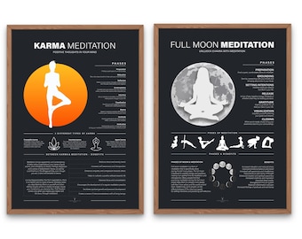 Meditation Wall Art Set Yoga Gift Decor Art Yoga Pose Poster Meditation Decor Set Yoga Gift for Her Yoga Poster Printable Digital Poster