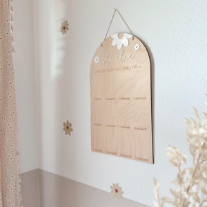Personalisierter Fotorrahmen mit Acryl, Meilensteintafel mein erstes Jahr, Meilensteinkarten, Holz, Bilderrahmen, Geschenk zur Geburt
