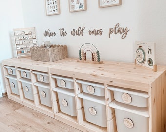 Trofast wooden signs, wooden toys, Trofast labels, toy symbols, toy organization, stickers, Montessori, children's room decor