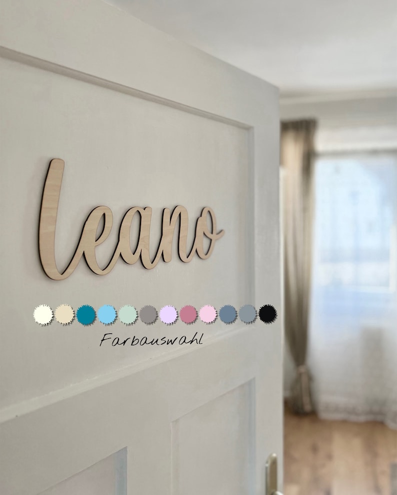 XXL lettering, personalized wooden door sign with name, nameplate for children's room, wooden sign, wall decoration image 1