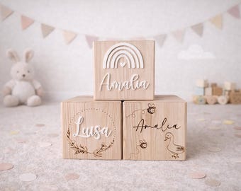 Personalisierte Spardose aus Holz, Spardose mit Namen für Kinder, Geschenk zum Geburtstag, zur Geburt, Einschulung, Taufe