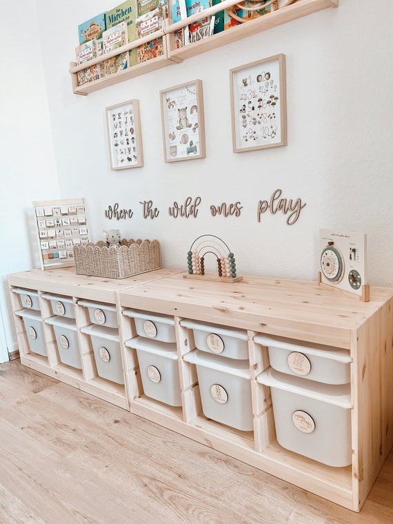 Trofast Holzschilder, Holzspielzeug, Trofast Schilder, Spielzeug Symbole, Spielzeug organisieren, Aufkleber, Montessori, Deko Kinderzimmer