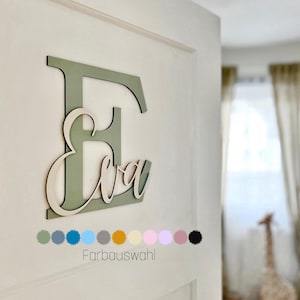 Plaque de porte en bois XXL personnalisée avec nom, plaque signalétique pour chambre d'enfant, lettrage en bois, décoration, décoration murale, panneau en bois
