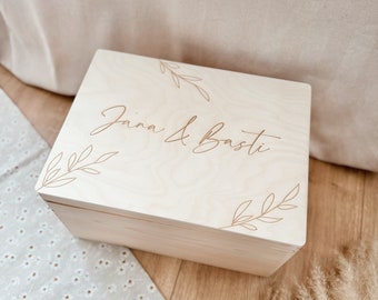 Erinnerungskiste Hochzeit personalisiert, Hochzeitsgeschenk Brautpaar, Eheleute,  Erinnerungsbox, Holzkiste Gravur, Geschenk, Hochzeitstag