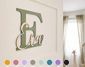 Personalized XXL wooden door sign with name – children's room wall decoration – baby name sign – gift for birth & christening
