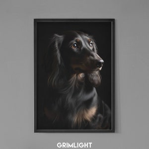 Dachshund Dreams - Long-Haired Dachshund | Digital Print | Instant Digital Download | Collectible Poster | Pet Portrait Artwork | Dog Art