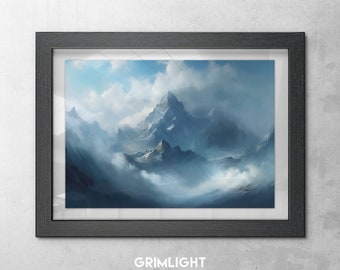 Mystische Bergspitzen - Fantasy Landschaft Digital Art | Sofortiger digitaler Download | Sammlerstück Poster | Berglandschaft Illustration