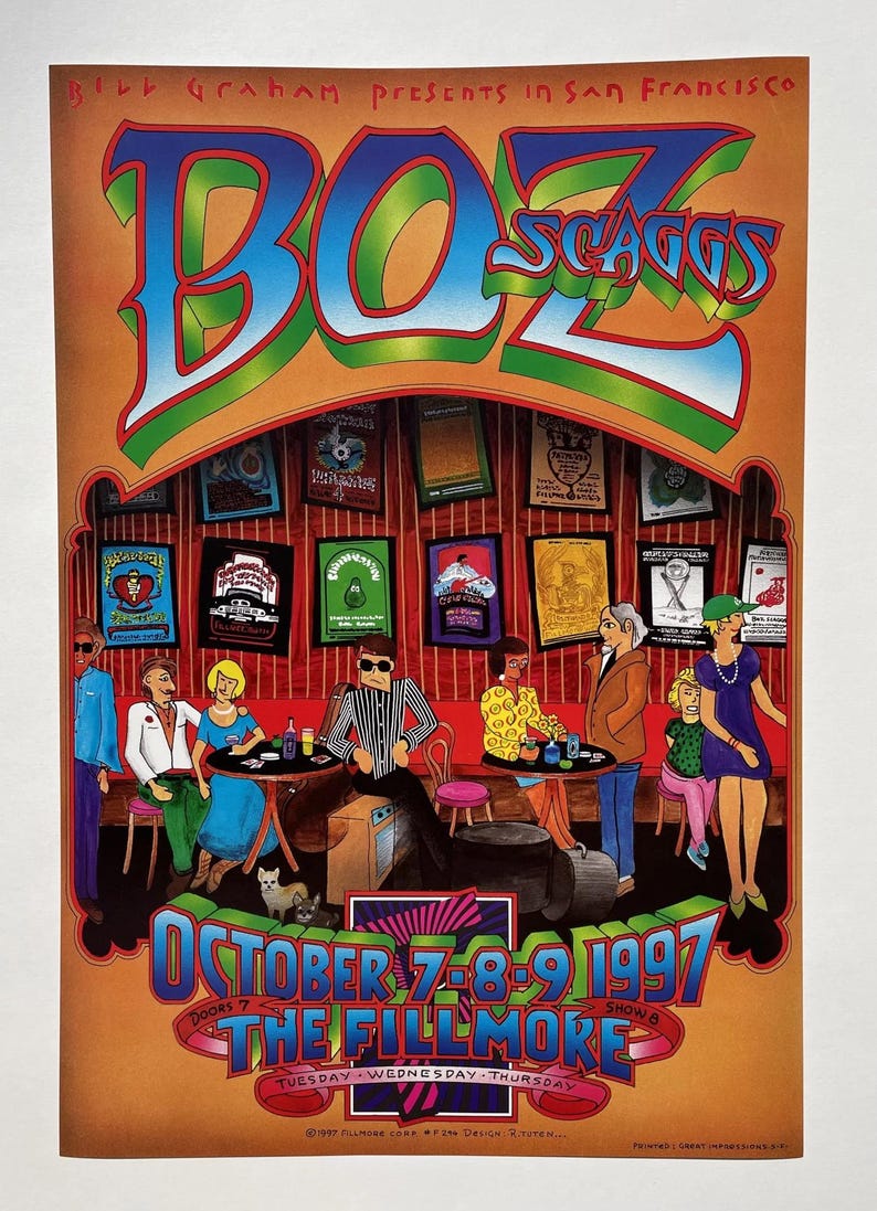 Boz Scaggs Concert Poster 1997 F-294 Fillmore image 1