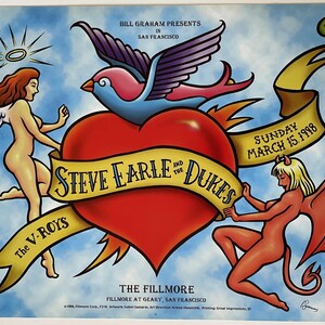 Steve Earle and the Dukes Concert Poster 1998 F-319 Fillmore