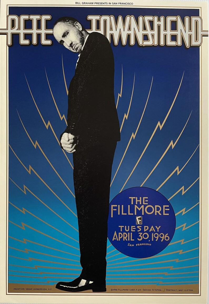Pete Townshend Concert Poster 1996 F-219 Fillmore image 1