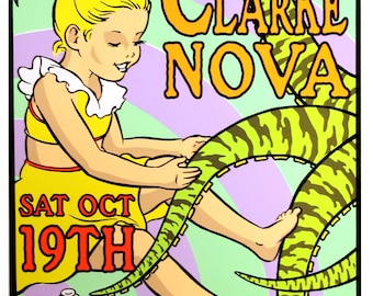 The Clarke Nova Concert Poster 1996 Kozik Kilowatt Vintage poster print - aesthetic music art for home and office wall decor.