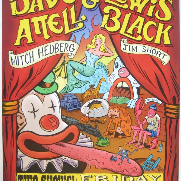 Dave Attell Concert Poster 2003 BGP-308 Vintage poster print - aesthetic music art for home and office decor.