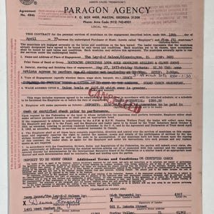 Buckacre Cancelled Concert Contract 1977 Bloomington IL-Vintage Pop Culture Music Collectibles, Music Memorabilia- Collectible Music Items.