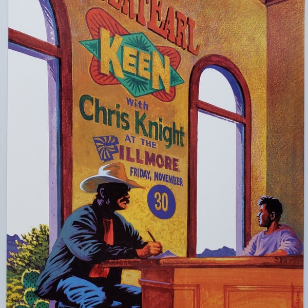 Robert Earl Keen Jr   2001 F-496 Chris Peterson Signed Concert Fillmore poster print - aesthetic music art for home and office decor.