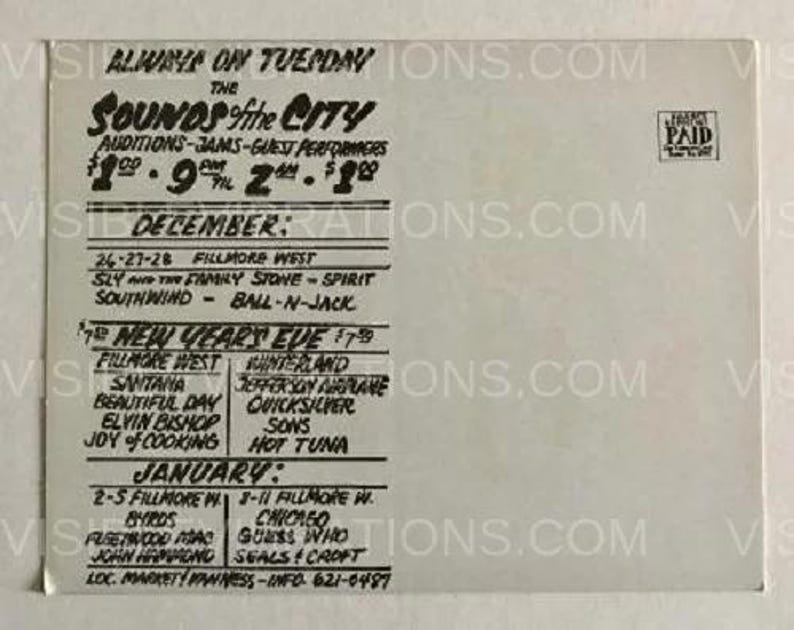 Santana Concert Double Postcard 1969 BG-207 208 David Singer Signed image 3