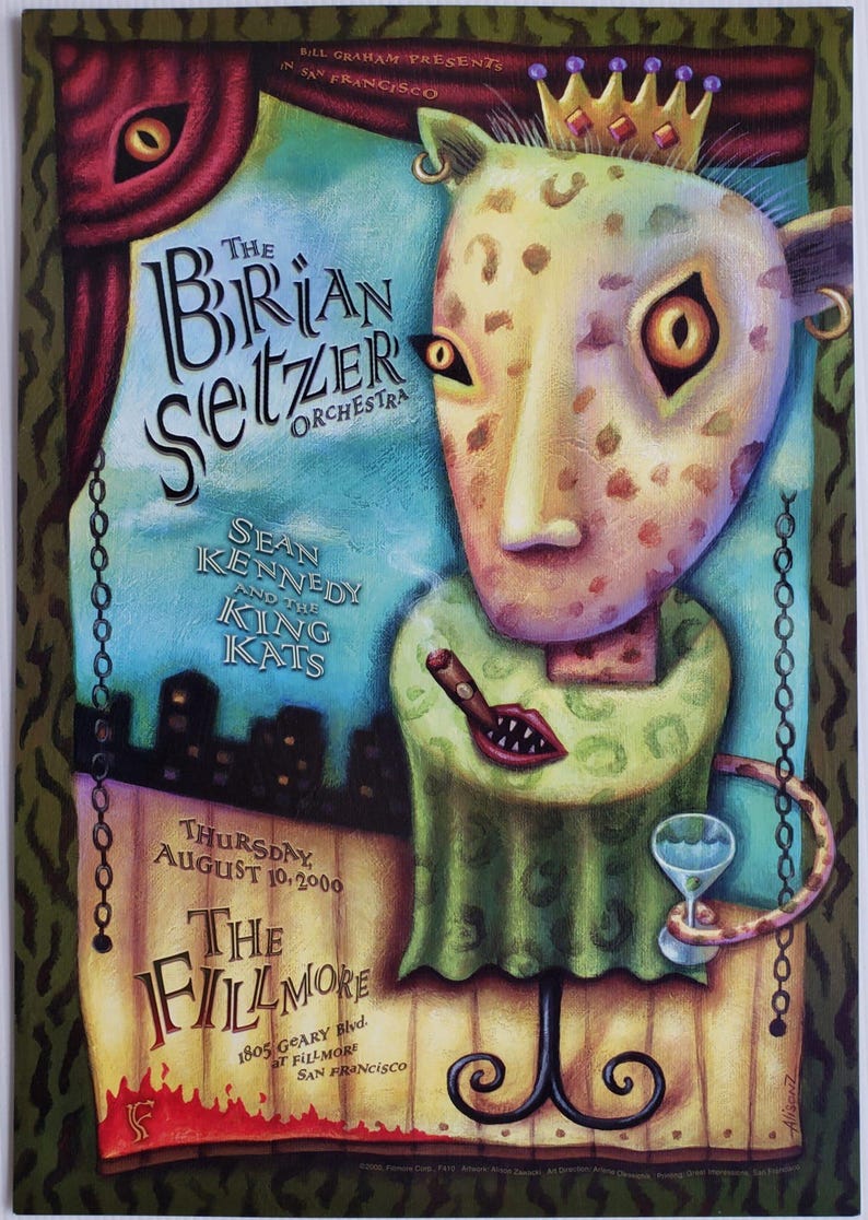 Manifesto del concerto di Brian Setzer del 2000 F-410 Fillmore immagine 1